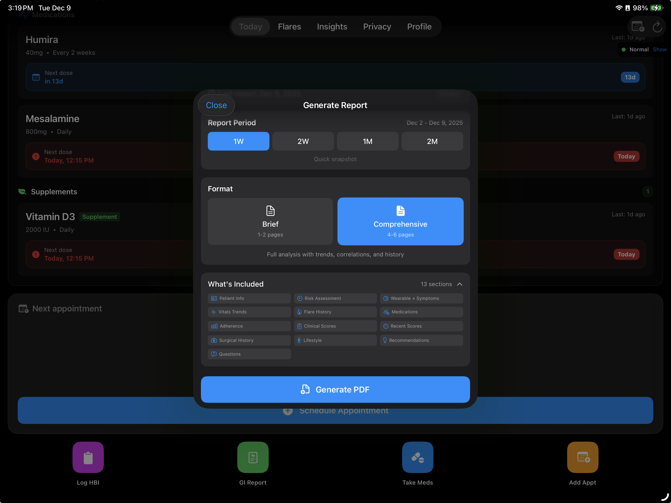 Appointment preparation interface